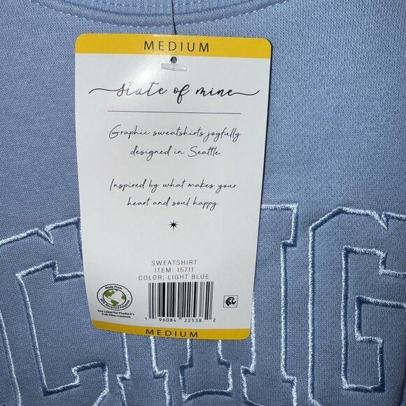 Michigan Spellout Sweatshirt Women's Medium State of Mine Light Blue NWT - Picture 5 of 9